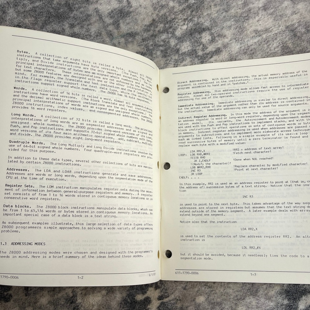 Zilog Z8000 CPU Programmer's Guide Application Note July 1981 Manual - Picture 5 of 7